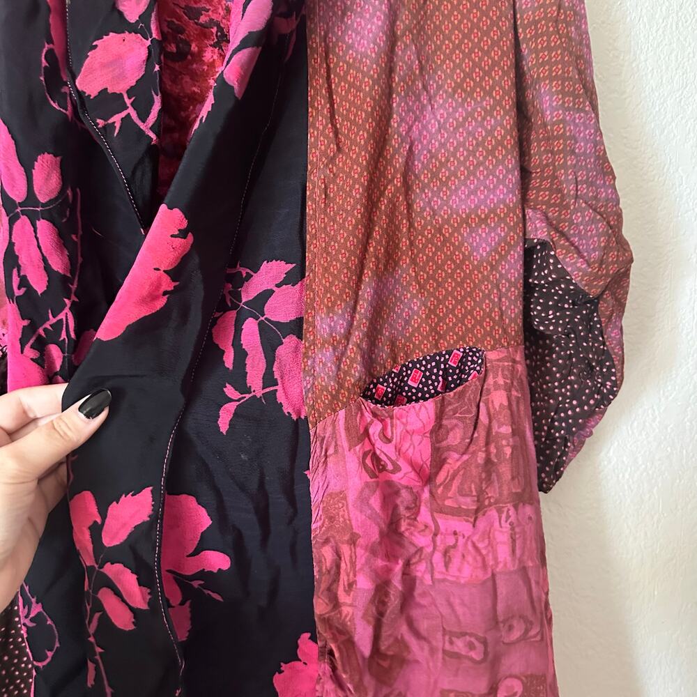 URU pink black mixed pattern floral kimono jacket - Picture 6 of 8